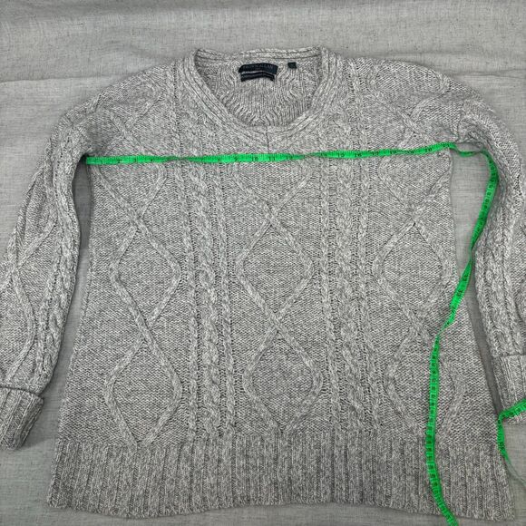 Brown Allan Knit Sweater Grey Wool Cashmere Blend Oversized Cabincore Cozy XS - Picture 8 of 10